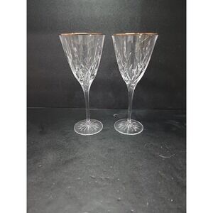 Cristal d'Arques Cassandra Gold Rim Wine Glasses,‎ Set of 2, Crystal Drinkware